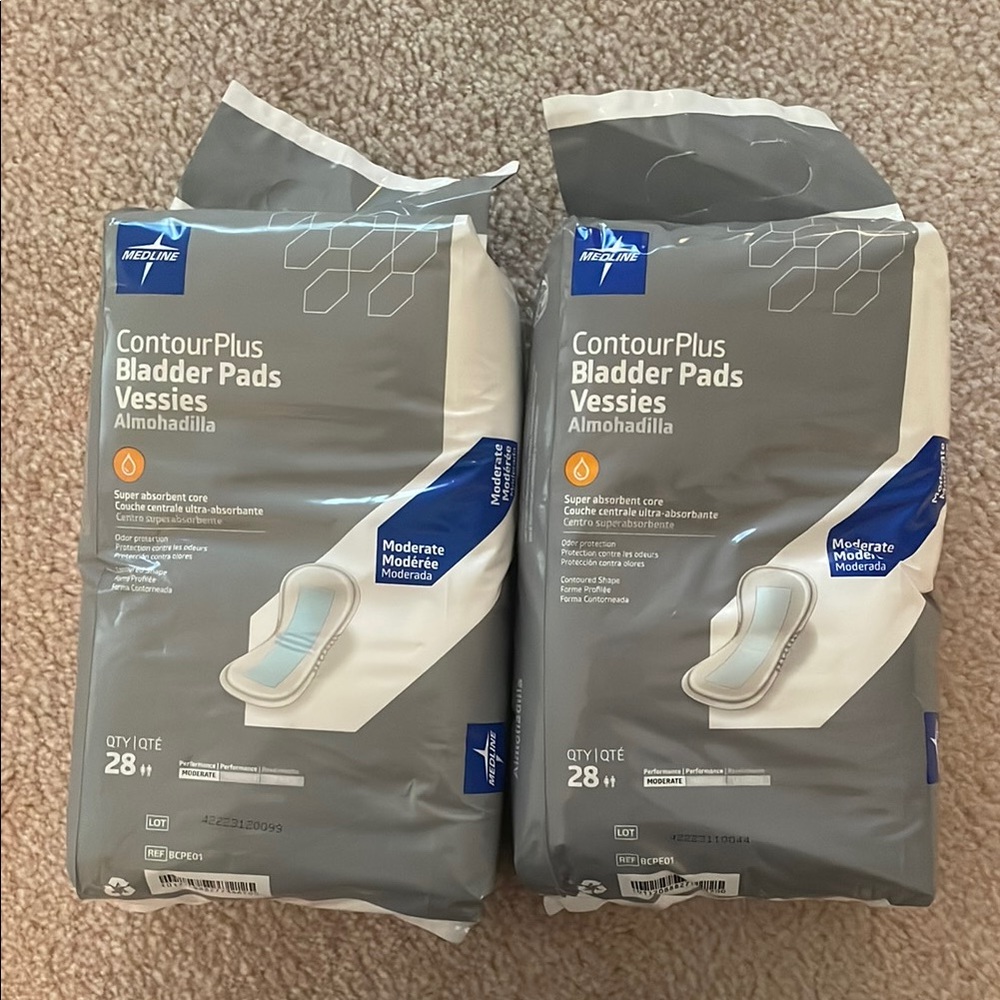 Medline Contour Plus Bladder Pads – Moderate Absorbency 56 Total 2 Packs diaper